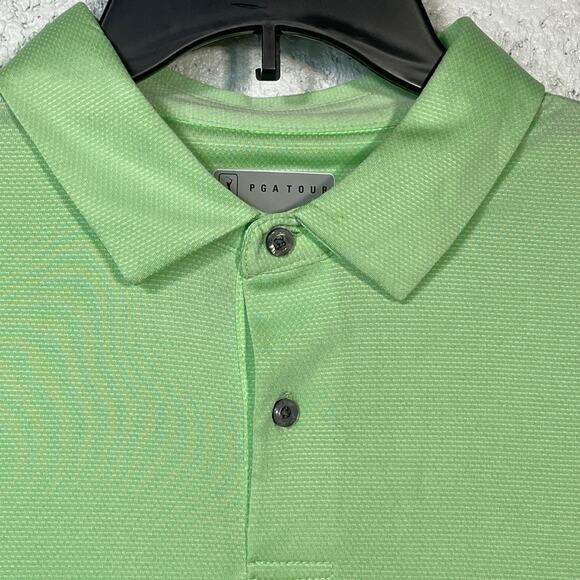 PGA Tour Men's Birdseye Textured Performance Polo Shirt Patina green small - Picture 3 of 8